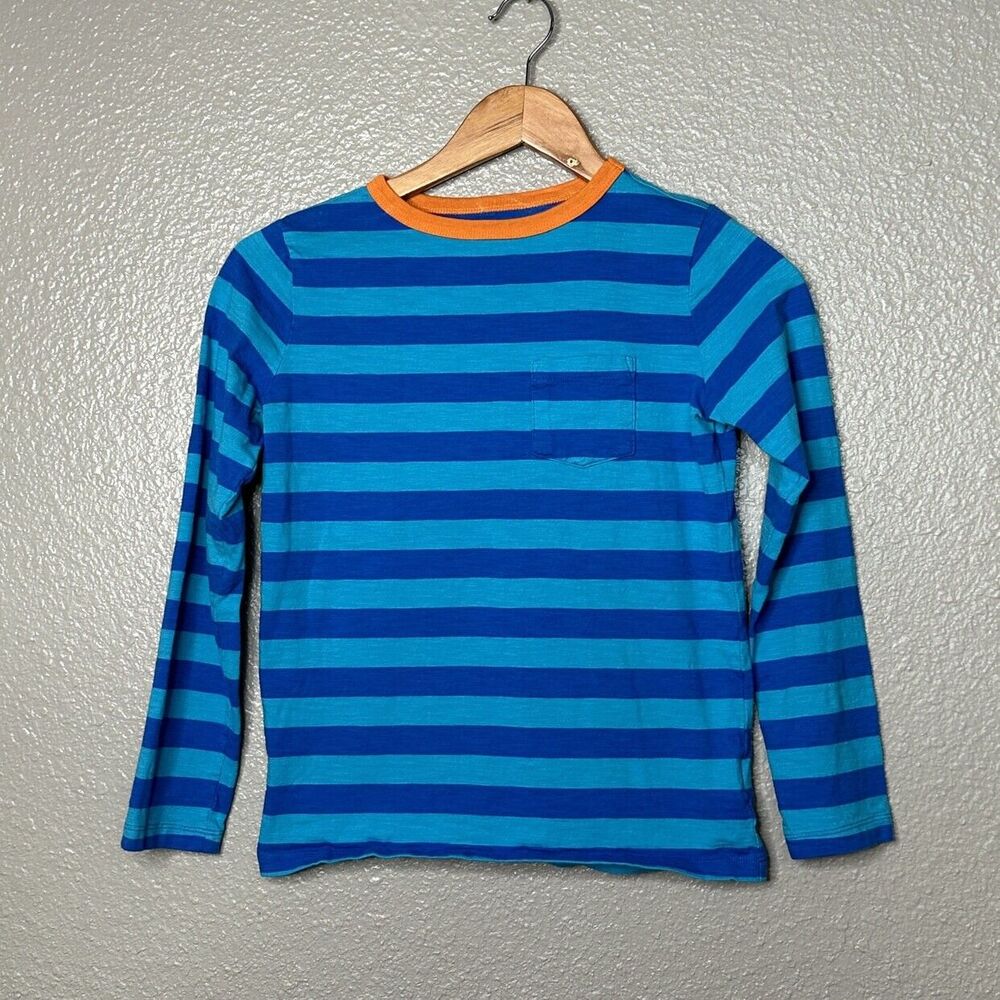 Lands' End Long Sleeve Striped Shirt Blue orange size 10 12 medium